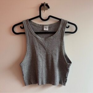 TNA Gray and White Ribbed Crop Tops